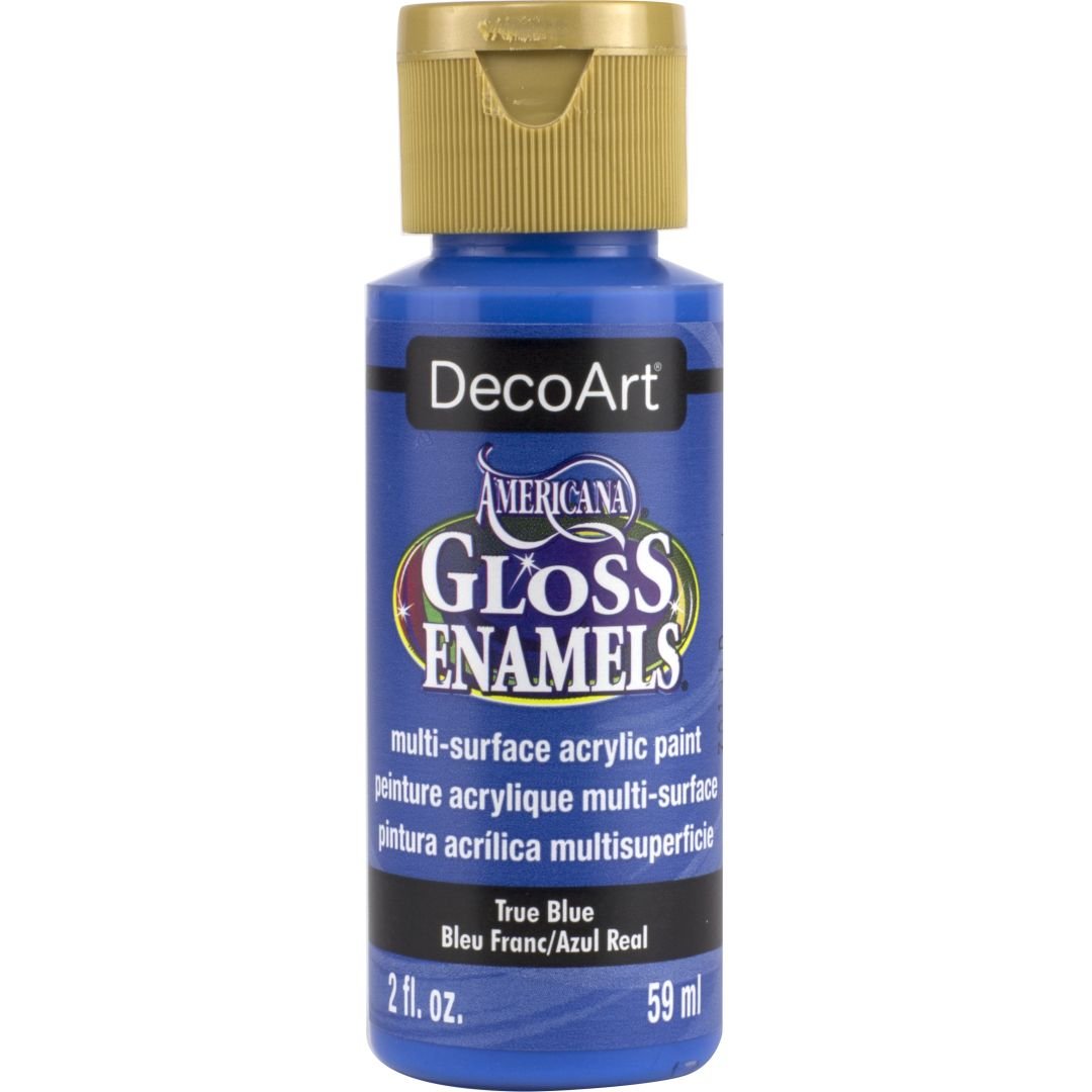 DecoArt Americana Gloss Enamels - Multi-Surface Acrylic Paint - 59 ML (2 Oz) Bottle - True Blue (36)