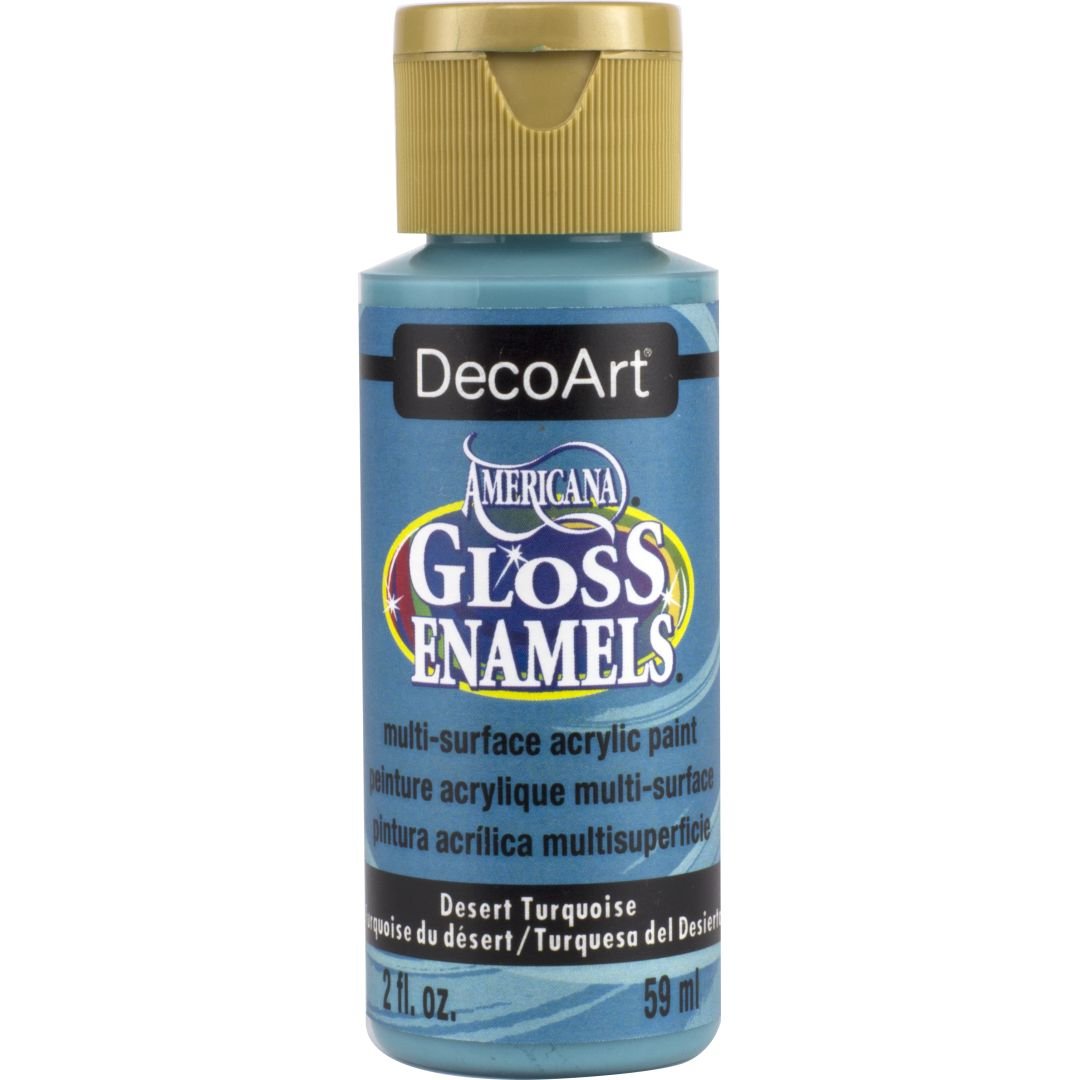 DecoArt Americana Gloss Enamels - Multi-Surface Acrylic Paint - 59 ML (2 Oz) Bottle - Desert Turquoise (44)