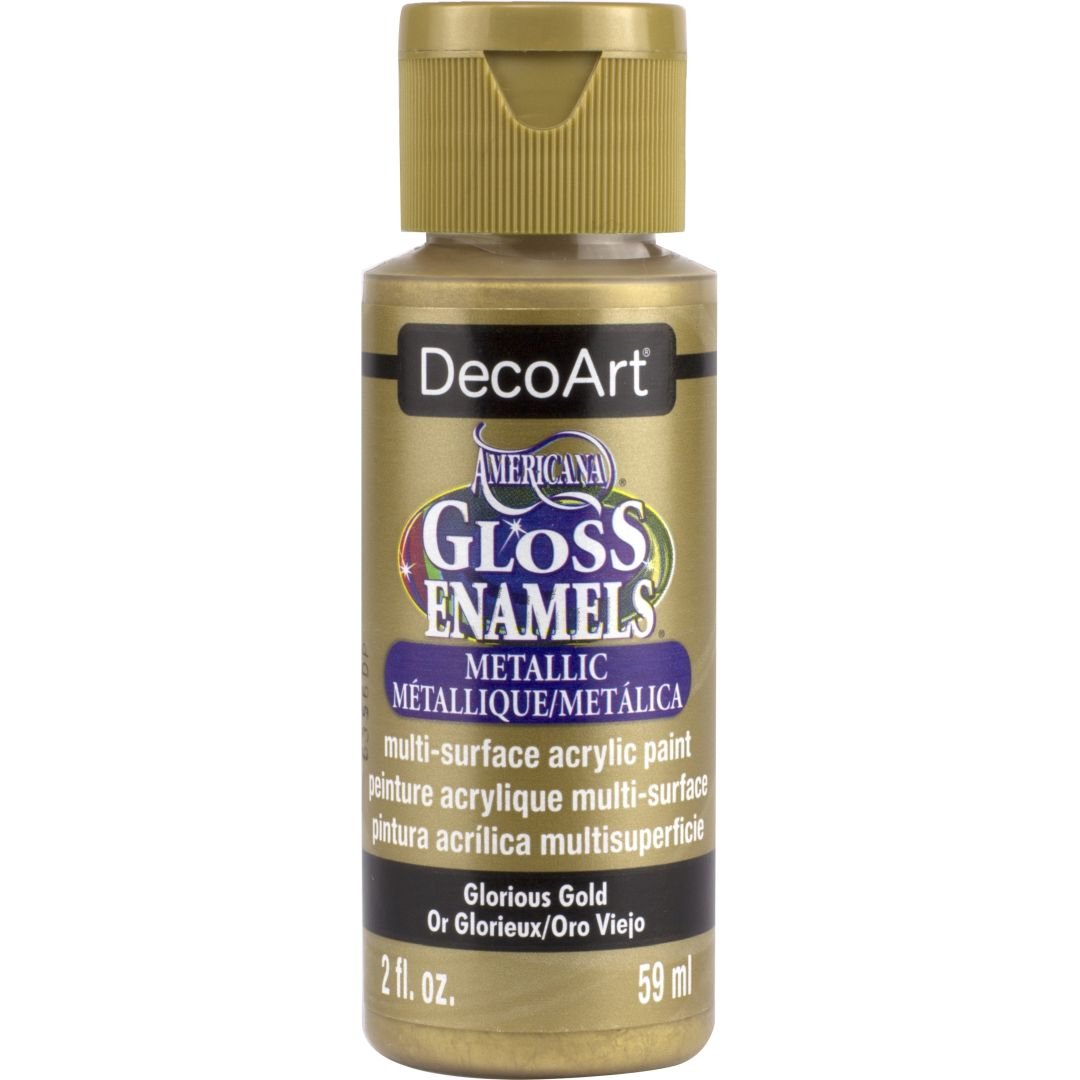DecoArt Americana Gloss Enamels - Multi-Surface Acrylic Paint - 59 ML (2 Oz) Bottle - Glorious Gold (71)