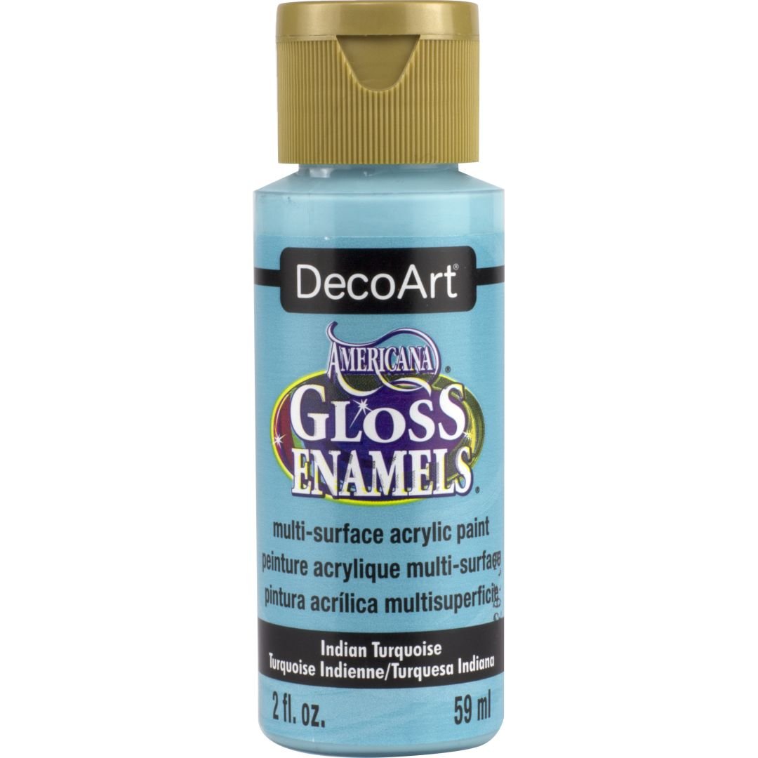 DecoArt Americana Gloss Enamels - Multi-Surface Acrylic Paint - 59 ML (2 Oz) Bottle - Indian Turquoise (87)
