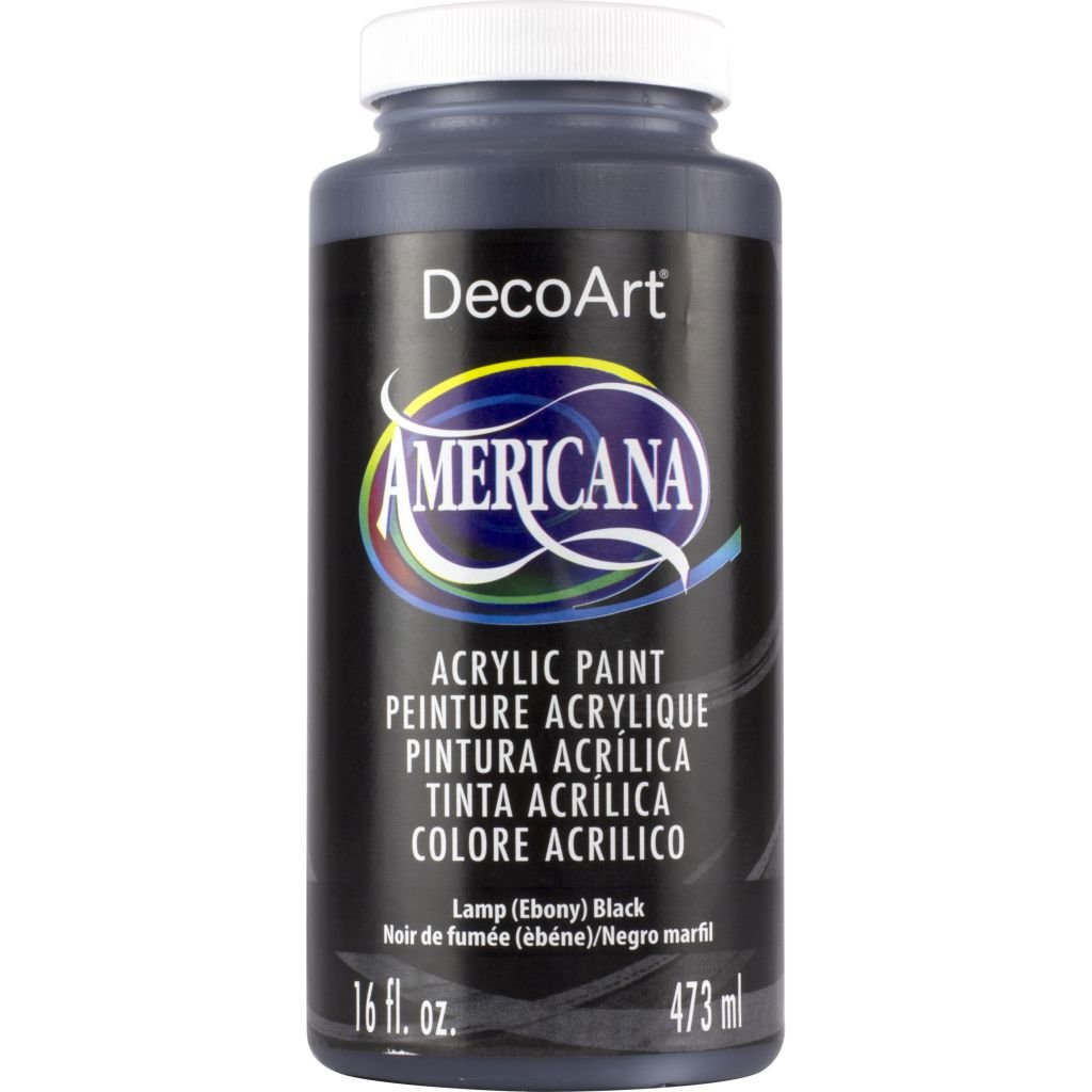 DecoArt Americana Matte Acrylic Paint - 473 ML (16 Oz) Bottle - Lamp (Ebony) Black (O67)