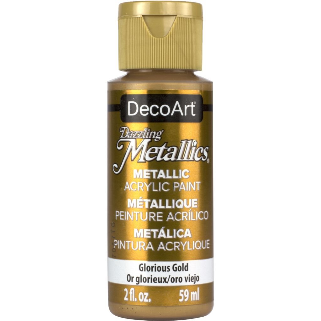 DecoArt Dazzling Metallics - Acrylic Craft Paint - 59 ML (2 Oz) Bottle - Glorious Gold (071)