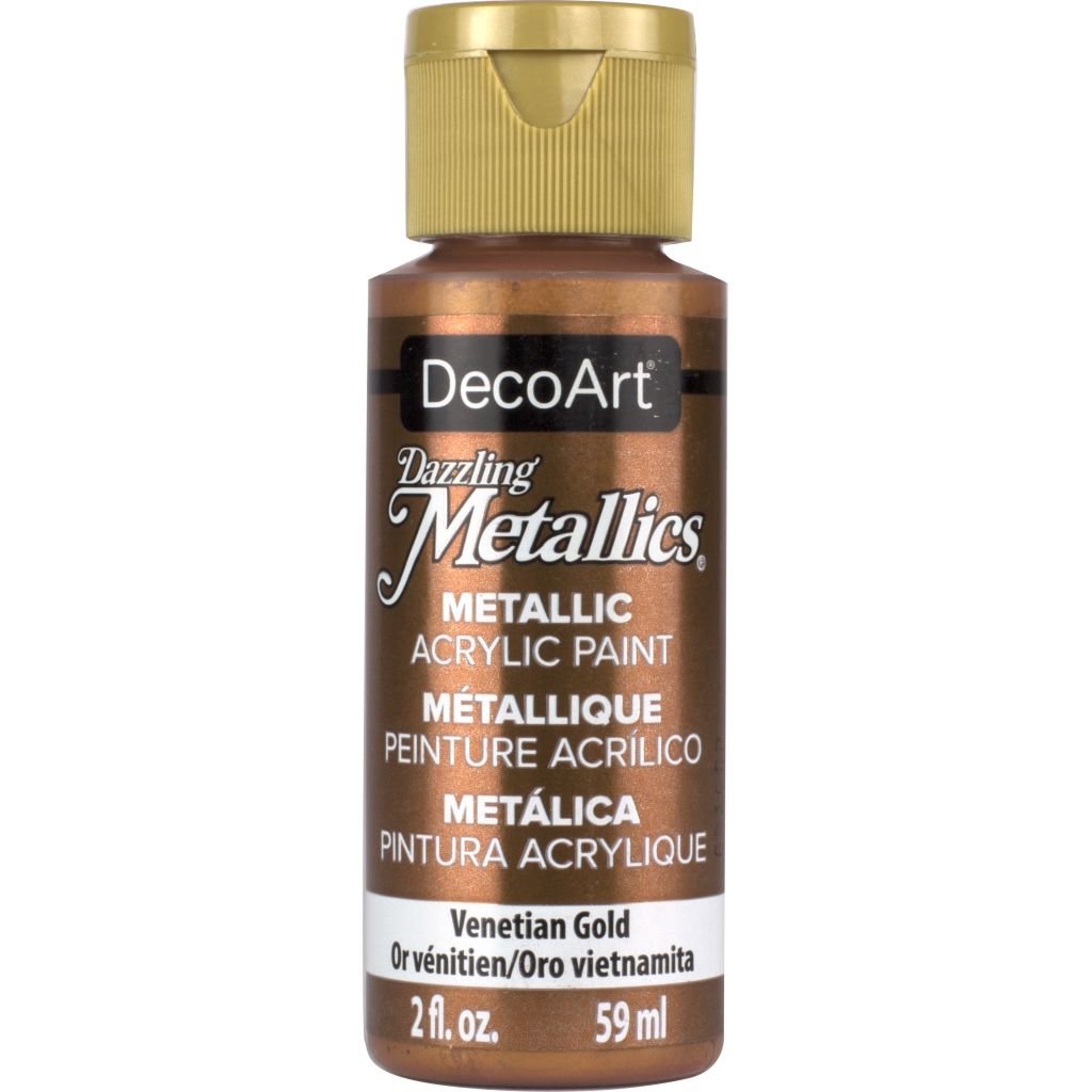 DecoArt Dazzling Metallics - Acrylic Craft Paint - 59 ML (2 Oz) Bottle - Venetian Gold (072)