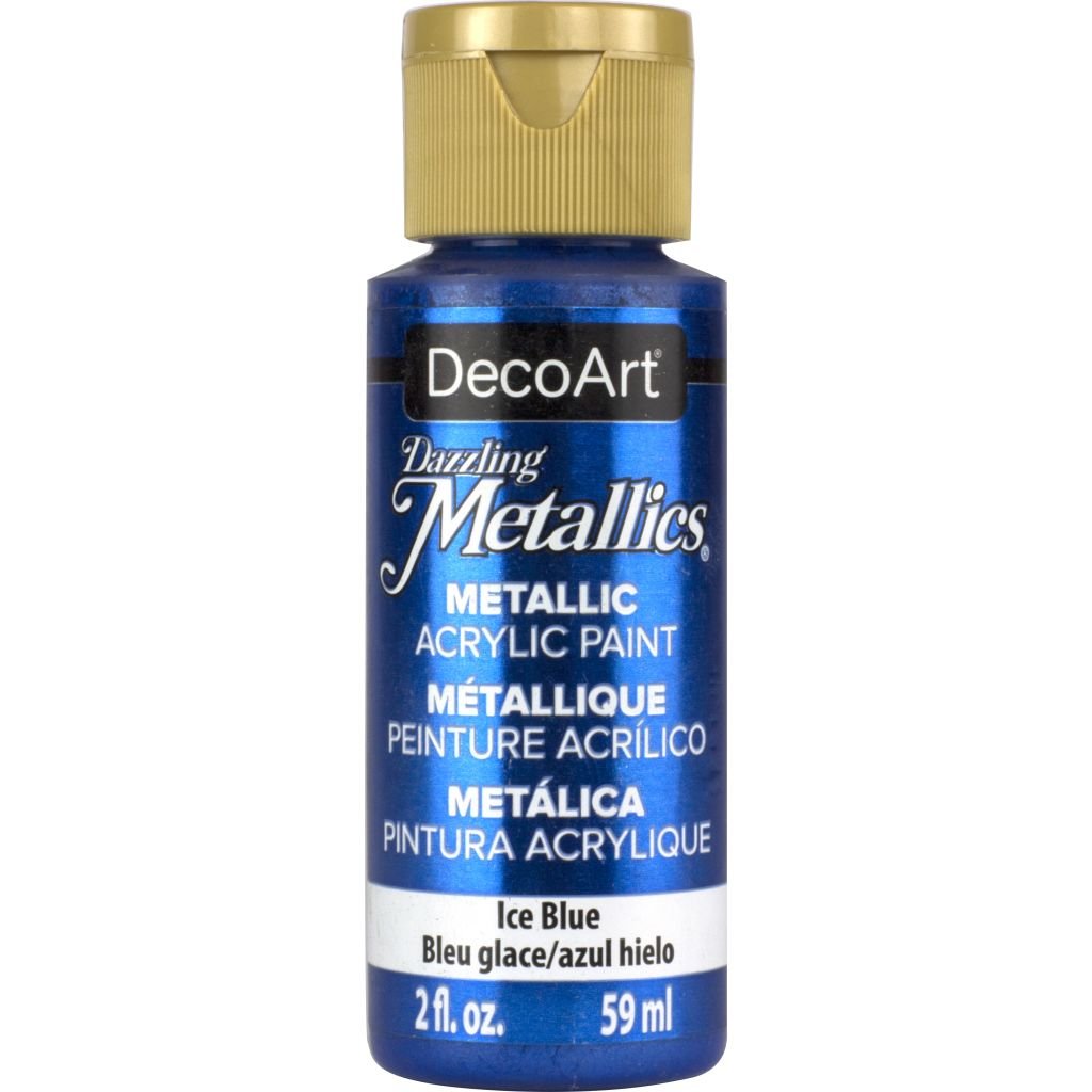 DecoArt Dazzling Metallics - Acrylic Craft Paint - 59 ML (2 Oz) Bottle - Ice Blue (075)