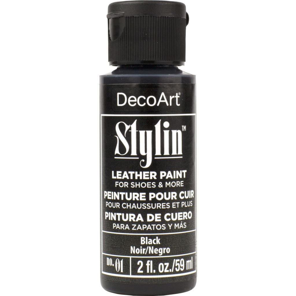 DecoArt Stylin Leather Paint - 59 ML (2 Oz) Bottle - Black (01)