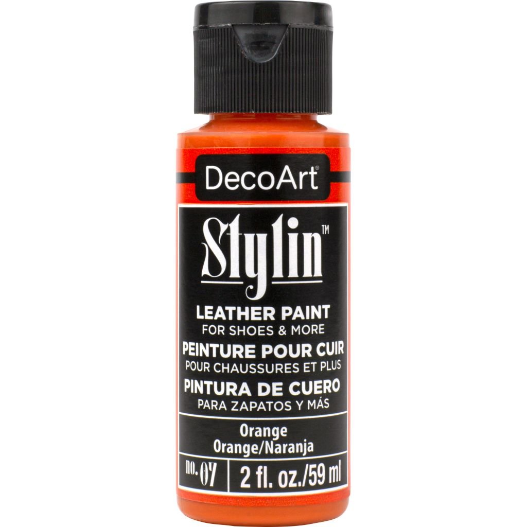 DecoArt Stylin Leather Paint - 59 ML (2 Oz) Bottle - Orange (07)