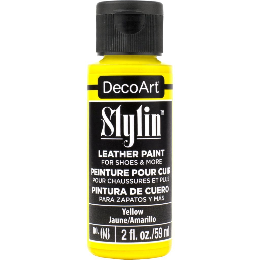 DecoArt Stylin Leather Paint - 59 ML (2 Oz) Bottle - Yellow (08)