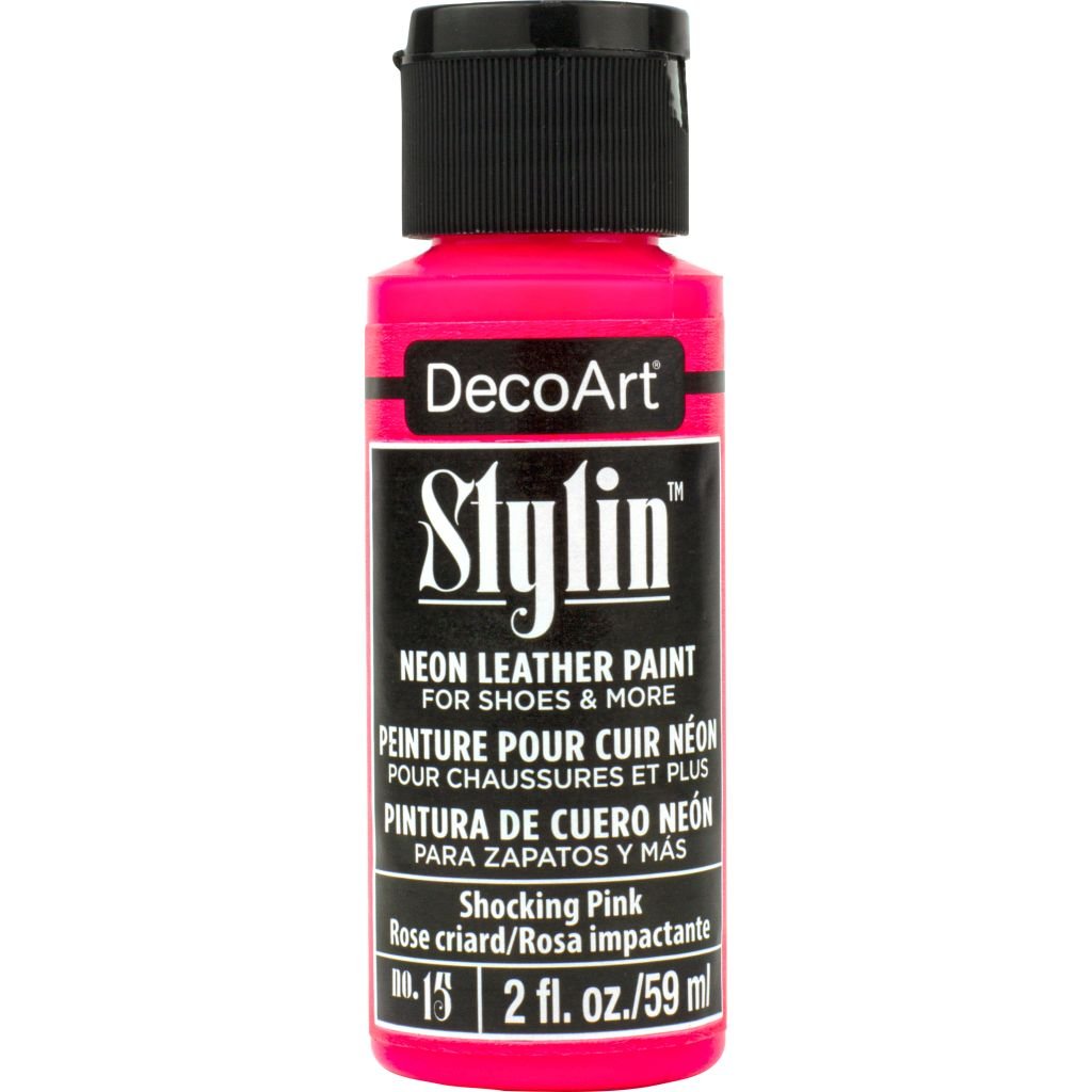 DecoArt Stylin Leather Paint - 59 ML (2 Oz) Bottle - Neon Shocking Pink (15)