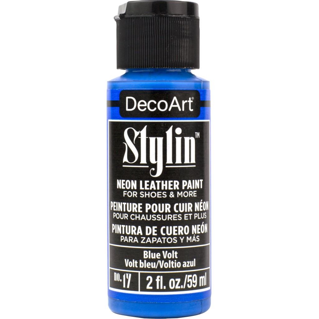 DecoArt Stylin Leather Paint - 59 ML (2 Oz) Bottle - Neon Blue Volt (17)