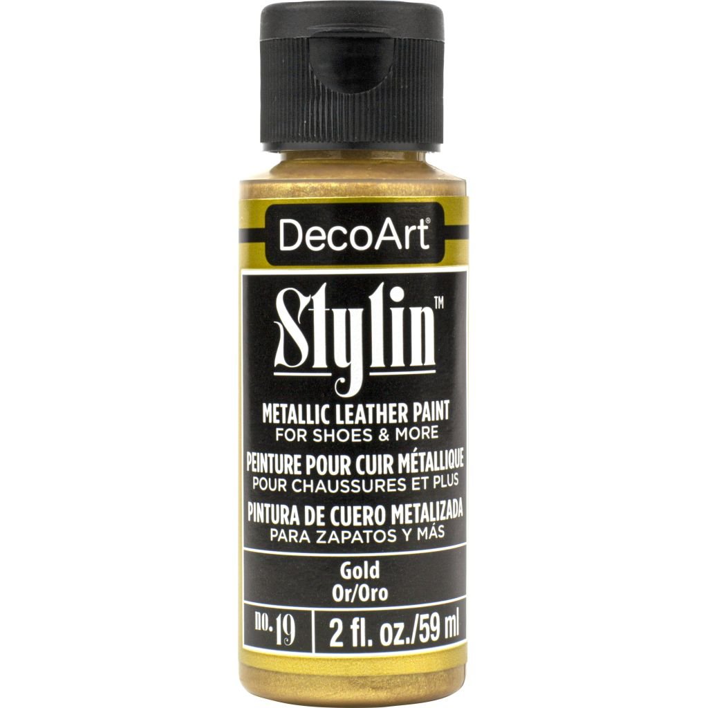DecoArt Stylin Leather Paint - 59 ML (2 Oz) Bottle - Metallic Gold (19)