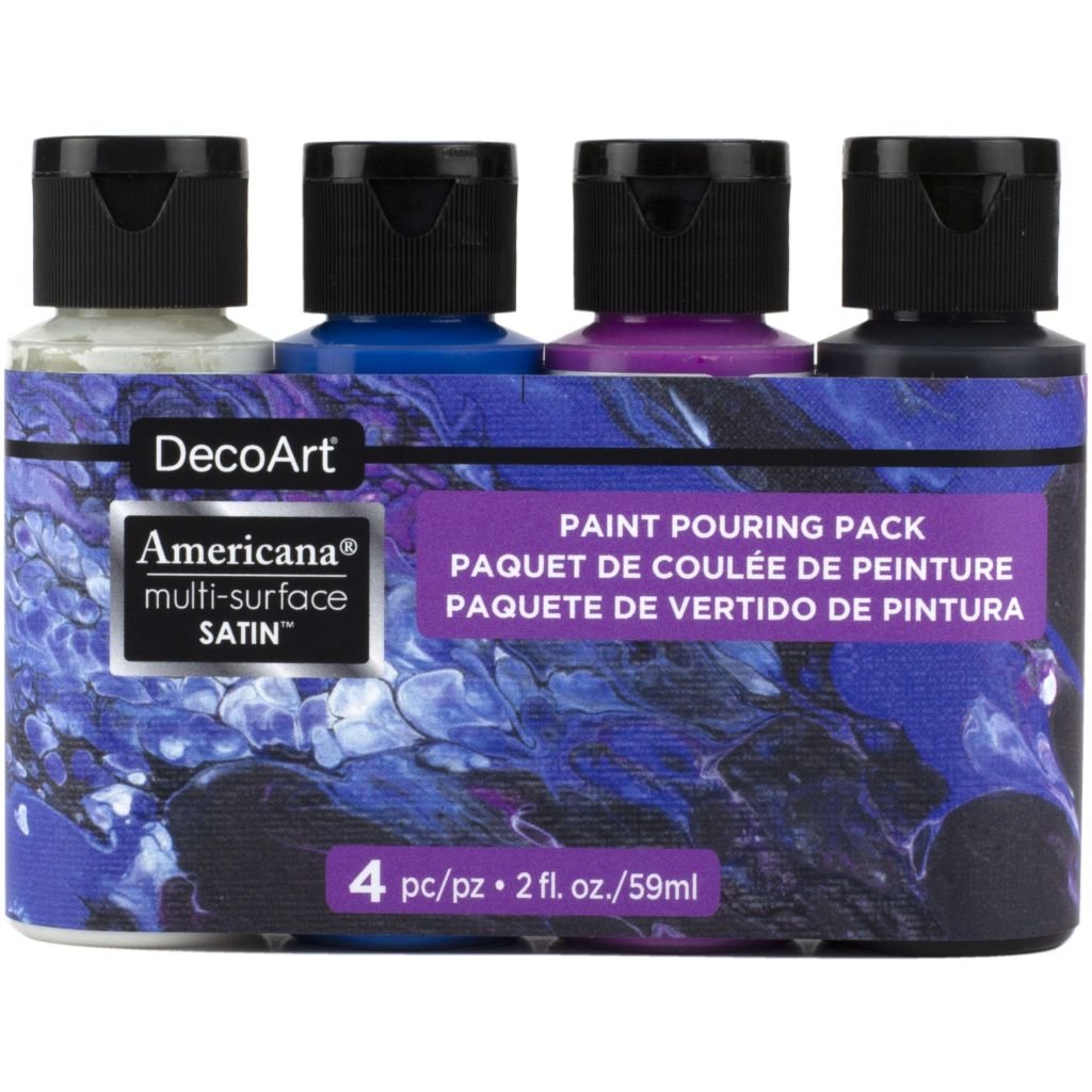 DecoArt Americana Multi Surface Satin Acrylic Paint - Value Pack of 4 Colours x 59 ML - Galaxy