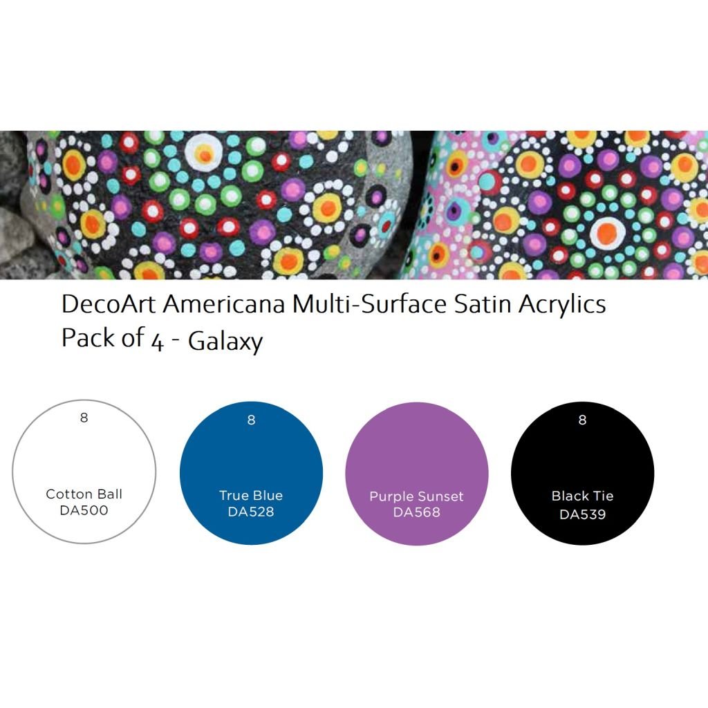 DecoArt Americana Multi Surface Satin Acrylic Paint - Value Pack of 4 Colours x 59 ML - Galaxy
