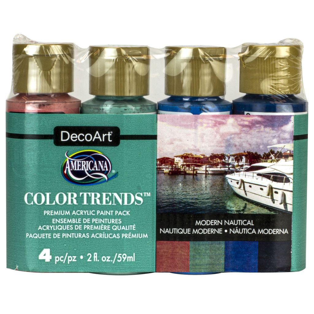 DecoArt Americana Matte Acrylic Paint - Modern Nautical Trend Pack of 4 Colours x 59 ML
