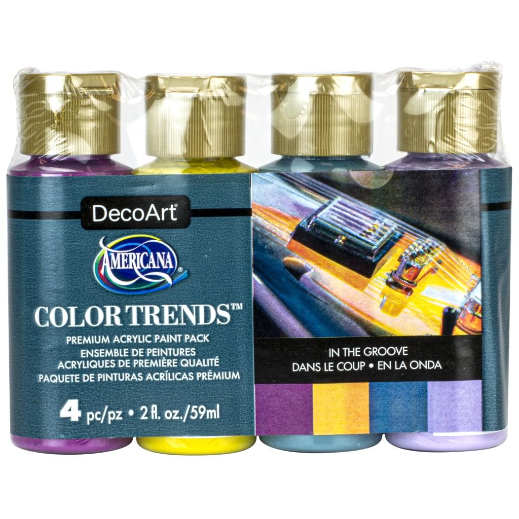 DecoArt Americana Matte Acrylic Paint - In The Groove Trend Pack of 4 Colours x 59 ML