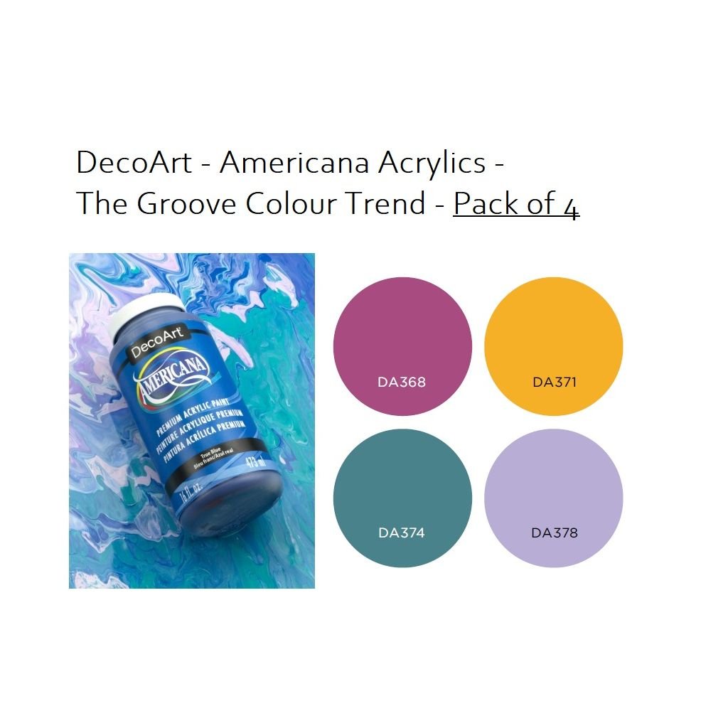 DecoArt Americana Matte Acrylic Paint - In The Groove Trend Pack of 4 Colours x 59 ML