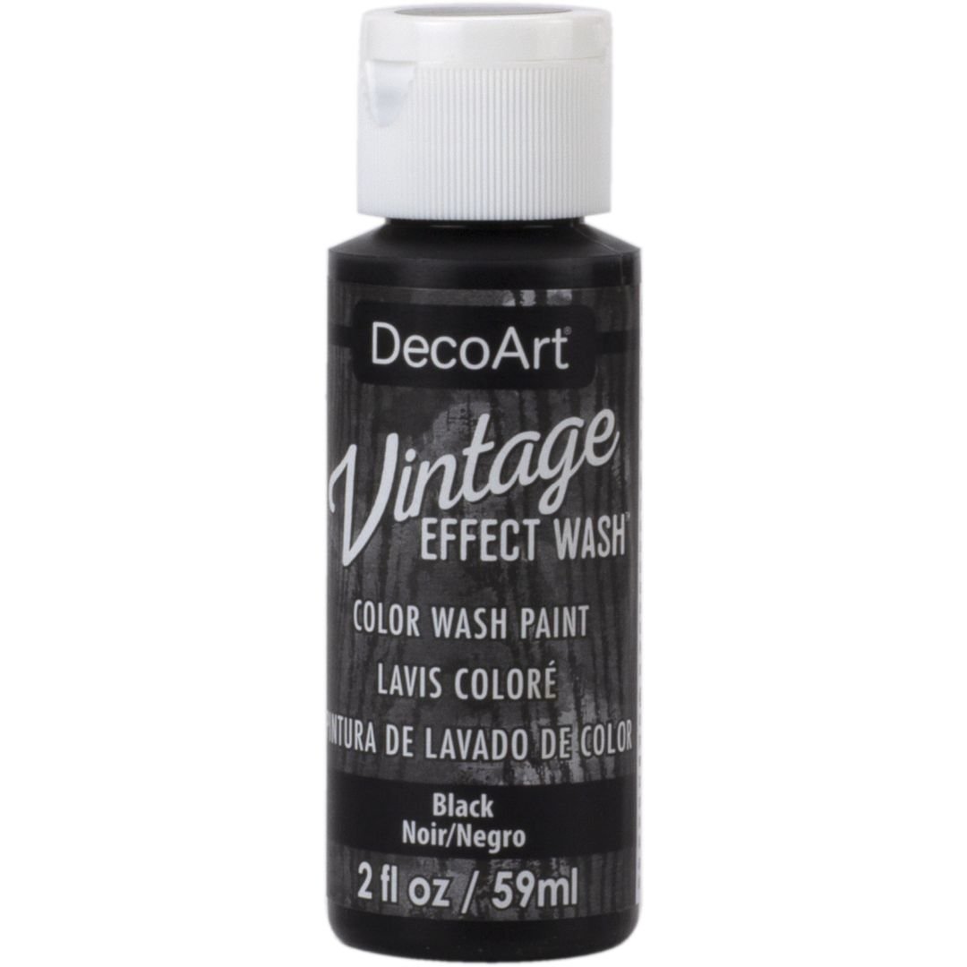 DecoArt Vintage Effects Wash - Layering Acrylic Paint  - 59 ML (2 Oz) Bottle - Black (01)