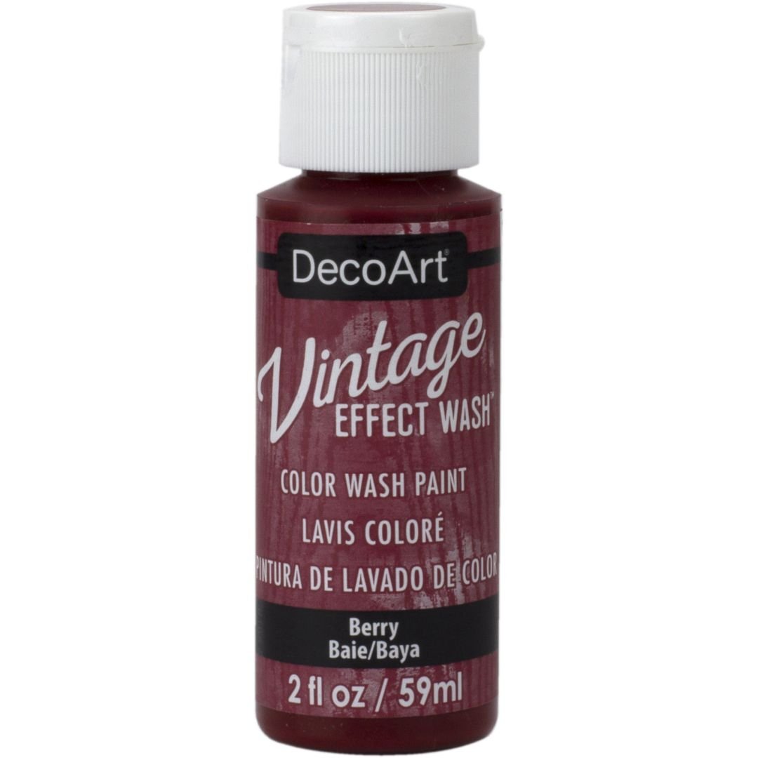 DecoArt Vintage Effects Wash - Layering Acrylic Paint  - 59 ML (2 Oz) Bottle - Berry (05)