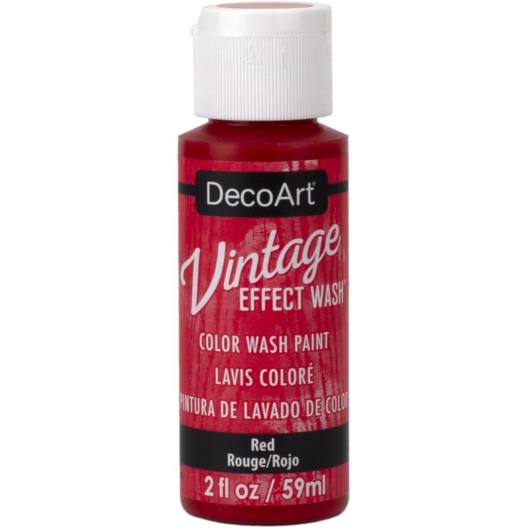 DecoArt Vintage Effects Wash - Layering Acrylic Paint  - 59 ML (2 Oz) Bottle - Red (06)