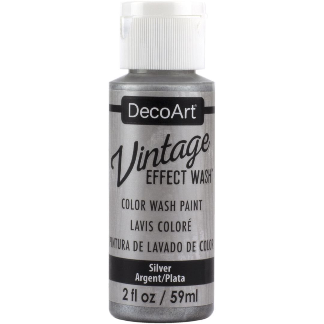 DecoArt Vintage Effects Wash - Layering Acrylic Paint  - 59 ML (2 Oz) Bottle - Silver (20)