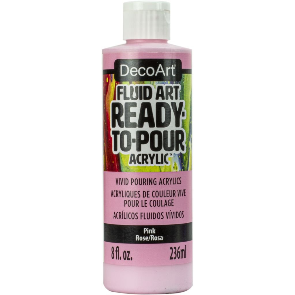 DecoArt FluidArt - Ready-to-Pour Acrylic Paint - 236 ML (8 Oz) Bottle - Pink (02)