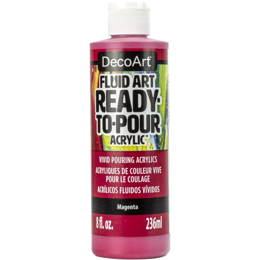 DecoArt FluidArt - Ready-to-Pour Acrylic Paint - 236 ML (8 Oz) Bottle - Magenta (04)