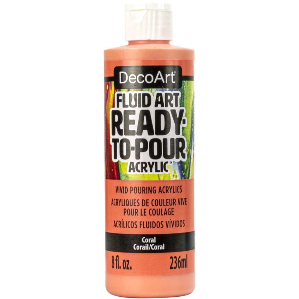 DecoArt FluidArt - Ready-to-Pour Acrylic Paint - 236 ML (8 Oz) Bottle - Coral (05)