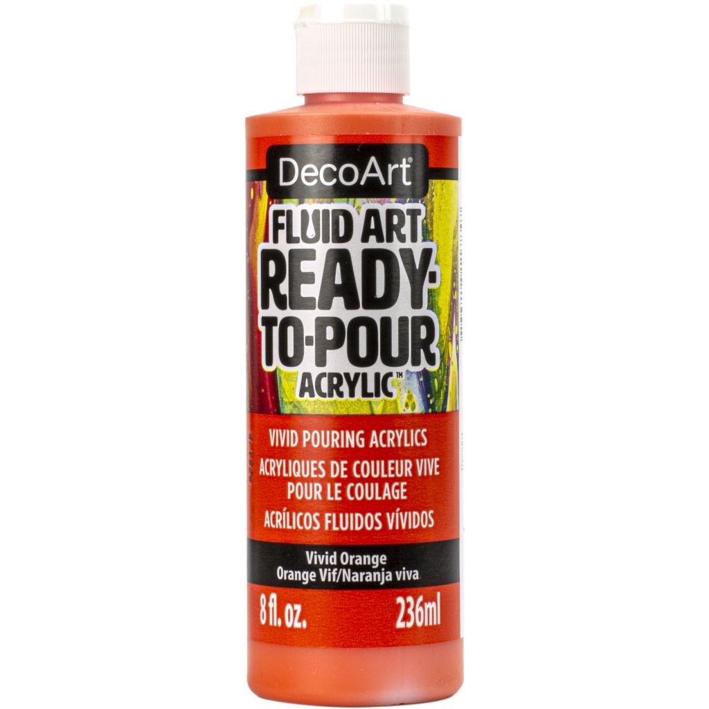 DecoArt FluidArt - Ready-to-Pour Acrylic Paint - 236 ML (8 Oz) Bottle - Vivid Orange (06)