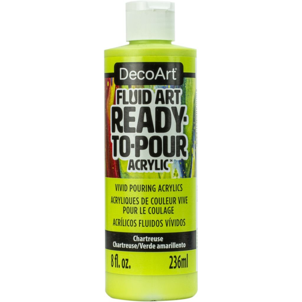 DecoArt FluidArt - Ready-to-Pour Acrylic Paint - 236 ML (8 Oz) Bottle - Chartreuse (09)
