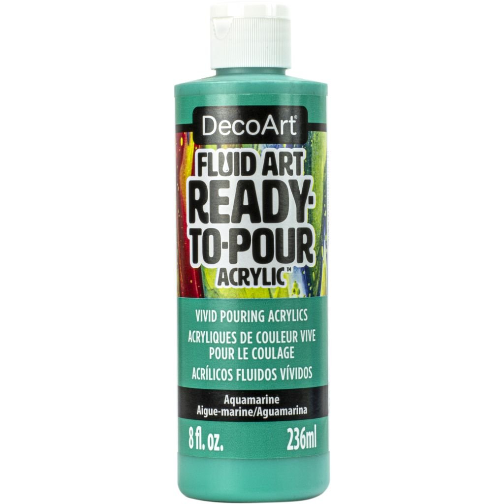 DecoArt FluidArt - Ready-to-Pour Acrylic Paint - 236 ML (8 Oz) Bottle - Aquamarine (10)
