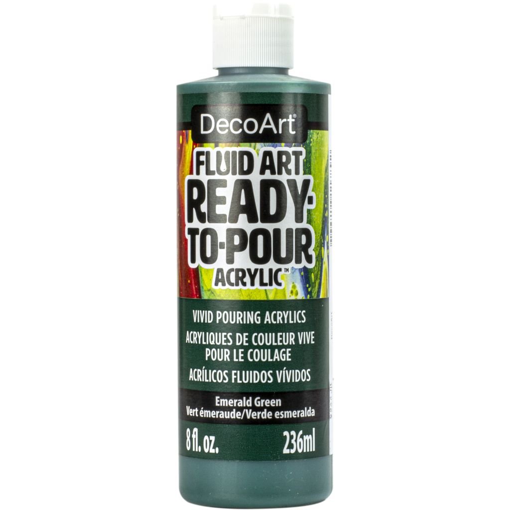 DecoArt FluidArt - Ready-to-Pour Acrylic Paint - 236 ML (8 Oz) Bottle - Emerald Green (11)