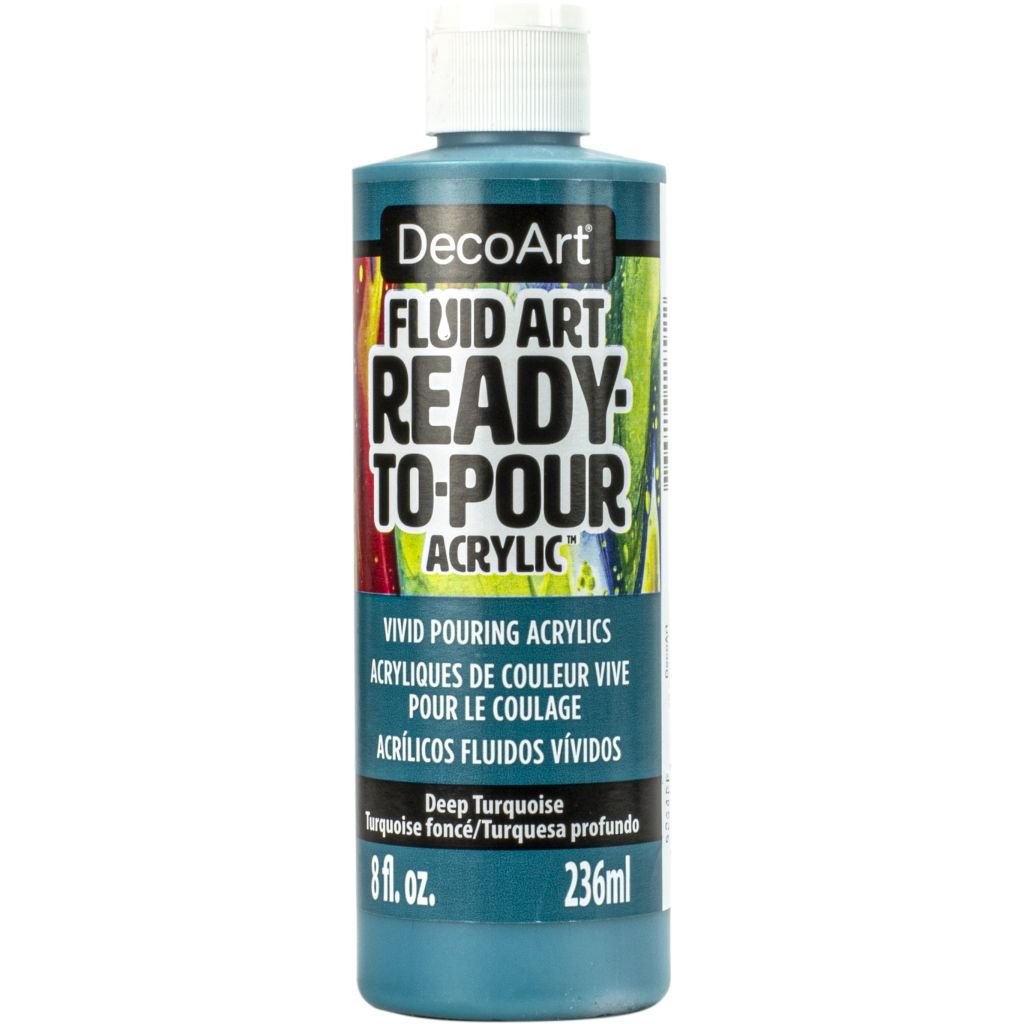 DecoArt FluidArt - Ready-to-Pour Acrylic Paint - 236 ML (8 Oz) Bottle - Deep Turquoise (14)