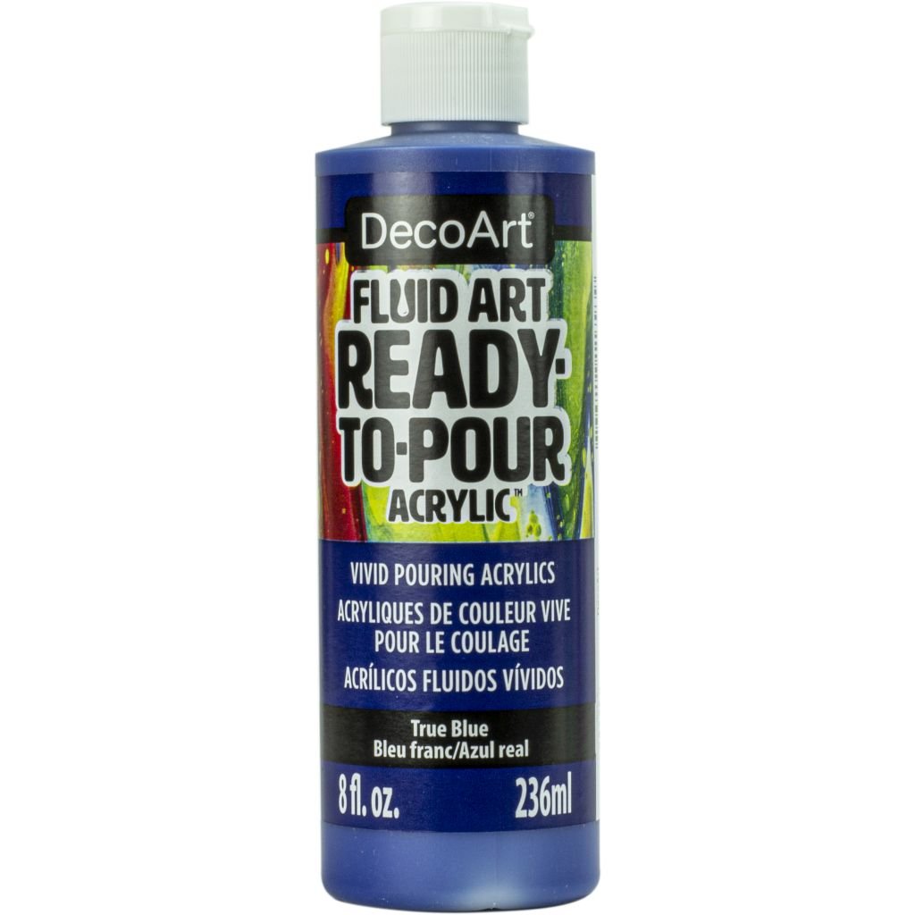 DecoArt FluidArt - Ready-to-Pour Acrylic Paint - 236 ML (8 Oz) Bottle - True Blue (15)