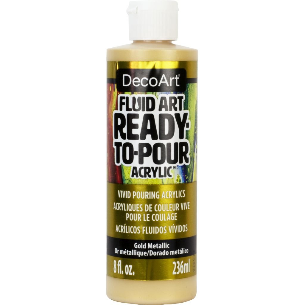 DecoArt FluidArt - Ready-to-Pour Acrylic Paint - 236 ML (8 Oz) Bottle - Gold Metallic (150)