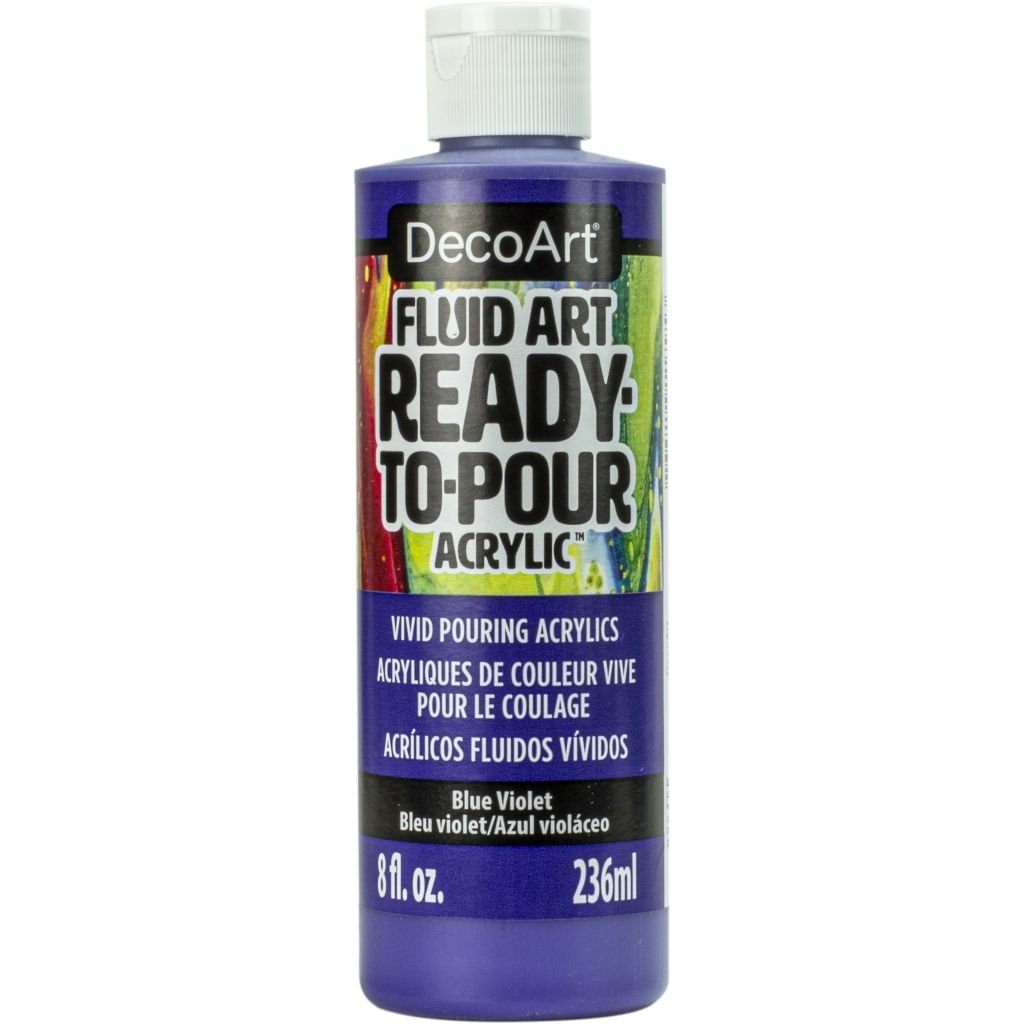 DecoArt FluidArt - Ready-to-Pour Acrylic Paint - 236 ML (8 Oz) Bottle - Blue Violet (17)