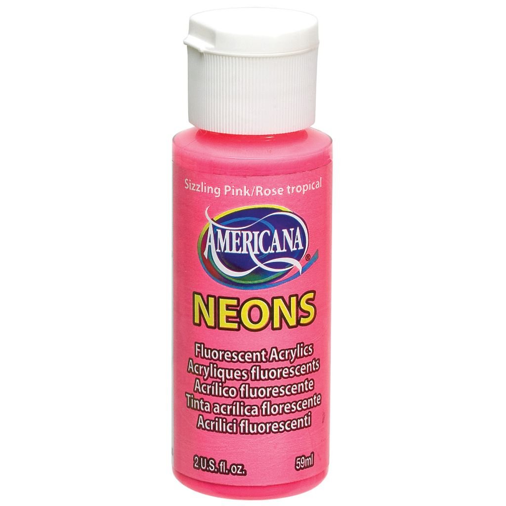 DecoArt Americana Neons Acrylic Paint - 59 ML (2 Oz) Bottle - Sizzling Pink (S3)