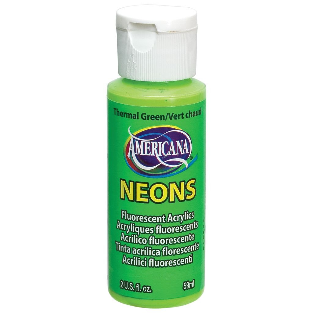 DecoArt Americana Neons Acrylic Paint - 59 ML (2 Oz) Bottle - Thermal Green (S5)