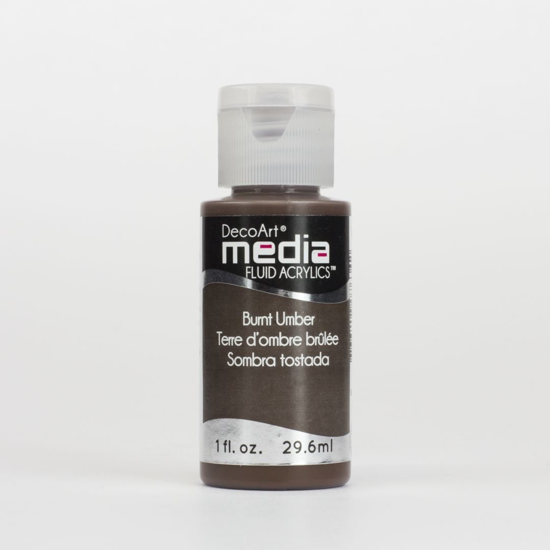 DecoArt Media Fluid Acrylics - 29.57 ML (1 Oz) Bottle - Burnt Umber (03)