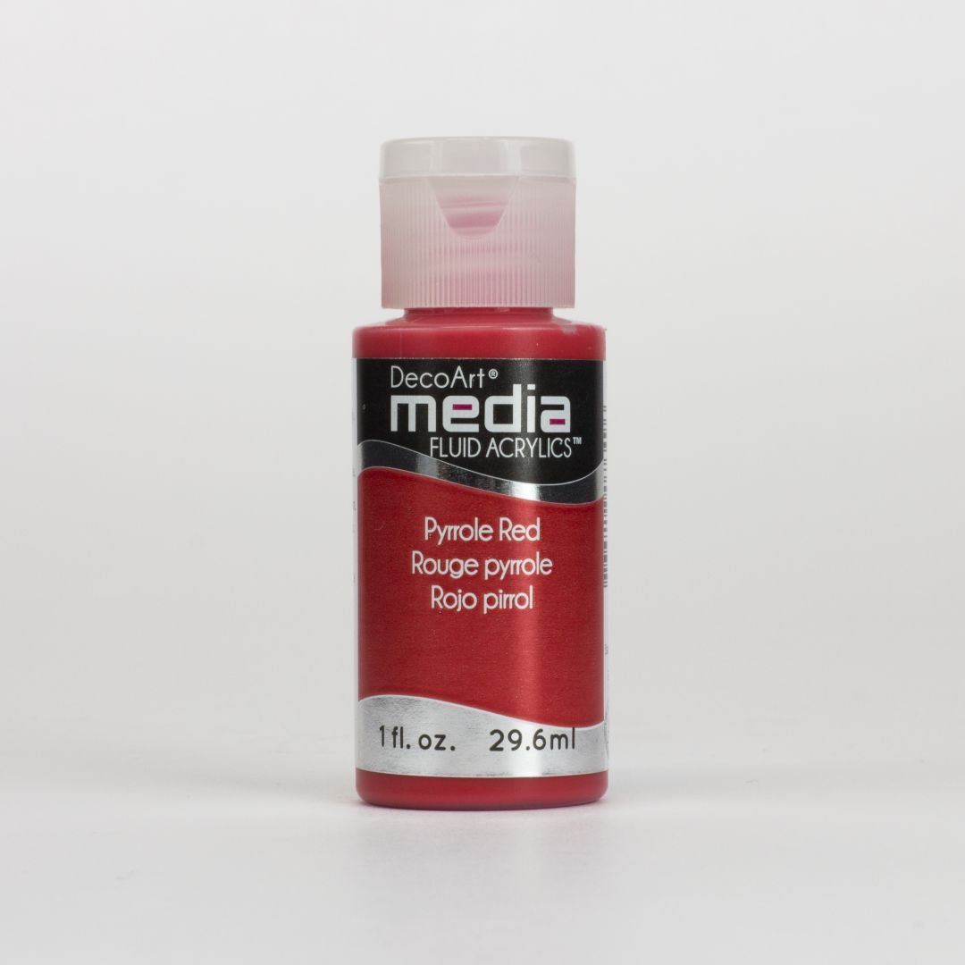 DecoArt Media Fluid Acrylics - 29.57 ML (1 Oz) Bottle - Pyrrole Red (18)