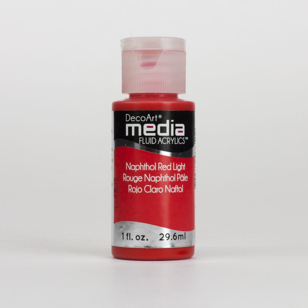 DecoArt Media Fluid Acrylics - 29.57 ML (1 Oz) Bottle - Naphthol Red Light (19)