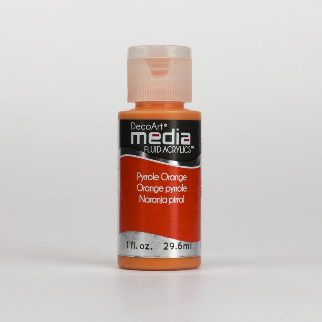 DecoArt Media Fluid Acrylics - 29.57 ML (1 Oz) Bottle - Pyrrole Orange (21)
