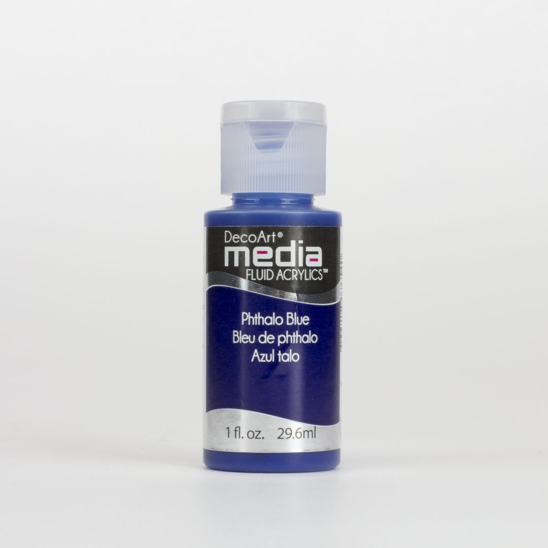 DecoArt Media Fluid Acrylics - 29.57 ML (1 Oz) Bottle - Phthalo Blue (23)