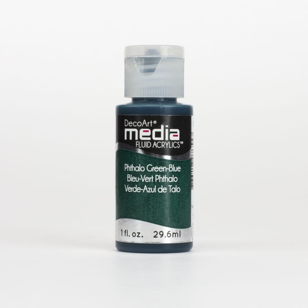 DecoArt Media Fluid Acrylics - 29.57 ML (1 Oz) Bottle - Phthalo Green-Blue (24)
