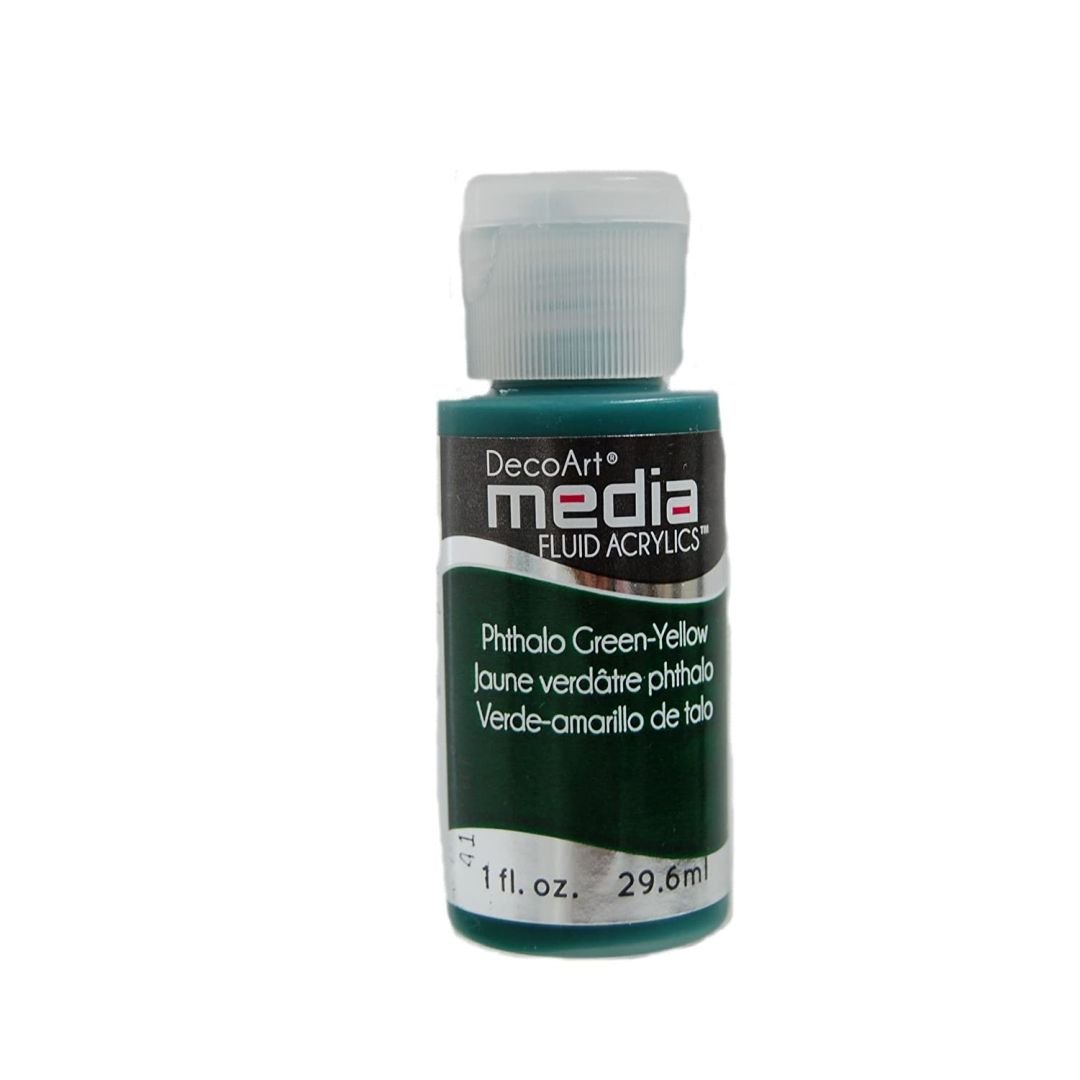 DecoArt Media Fluid Acrylics - 29.57 ML (1 Oz) Bottle - Phthalo Green-Yellow (25)