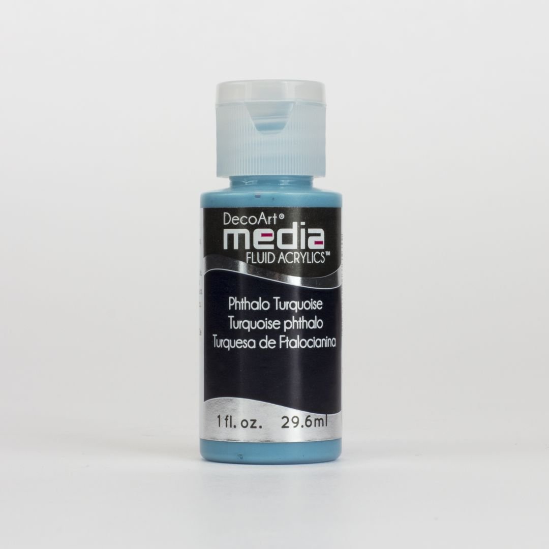 DecoArt Media Fluid Acrylics - 29.57 ML (1 Oz) Bottle - Phthalo Turquoise (26)