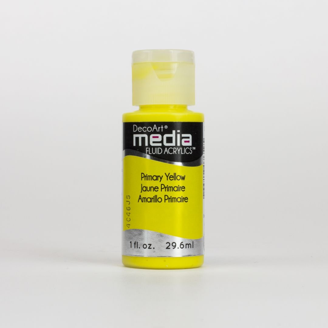 DecoArt Media Fluid Acrylics - 29.57 ML (1 Oz) Bottle - Primary Yellow (28)