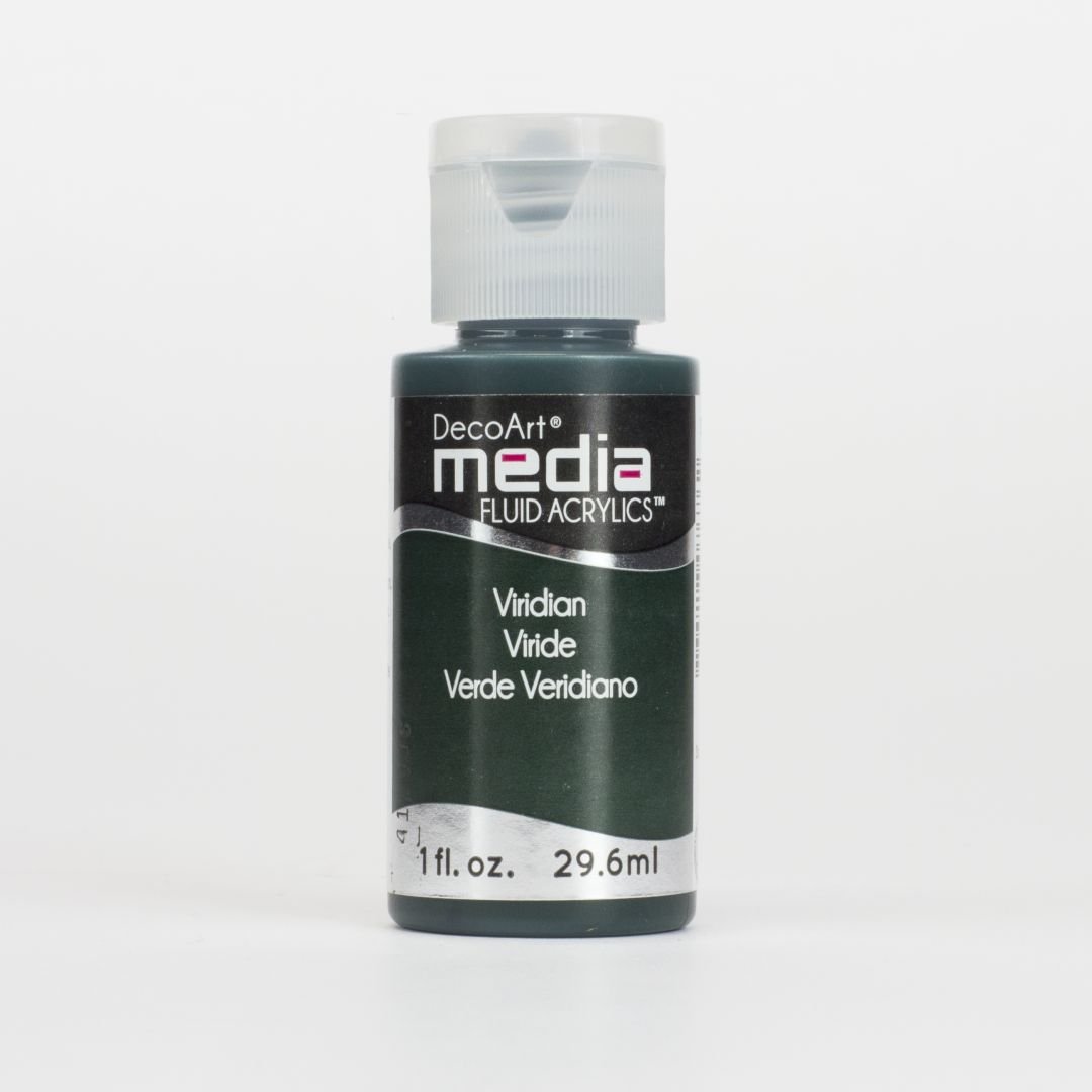 DecoArt Media Fluid Acrylics - 29.57 ML (1 Oz) Bottle - Viridian Green Hue (44)