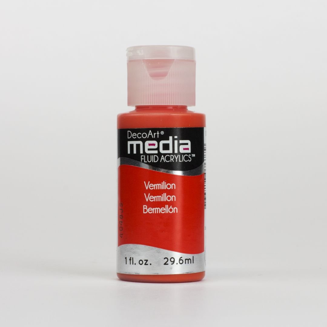 DecoArt Media Fluid Acrylics - 29.57 ML (1 Oz) Bottle - Vermilion Hue (45)