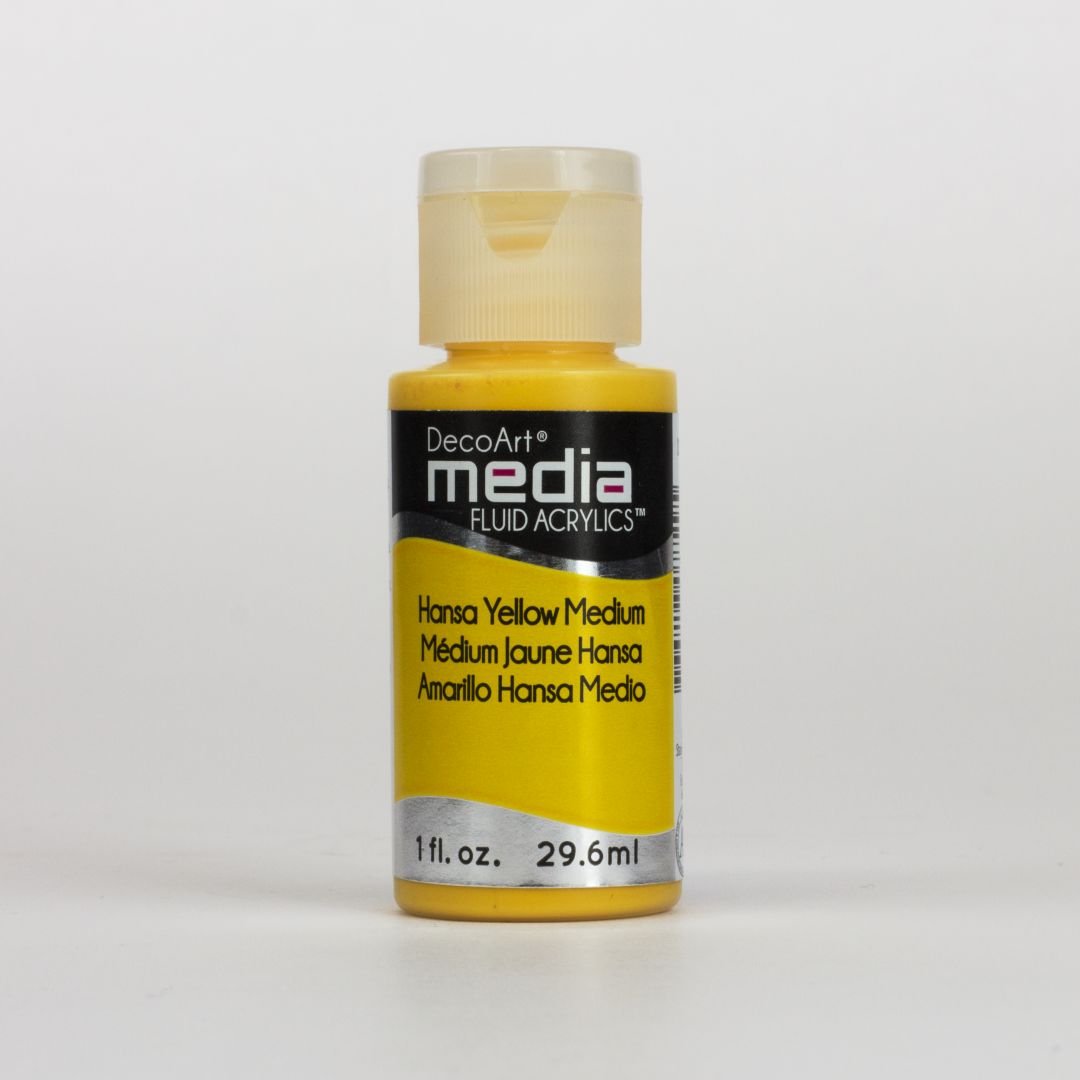 DecoArt Media Fluid Acrylics - 29.57 ML (1 Oz) Bottle - Hansa Yellow Medium (50)