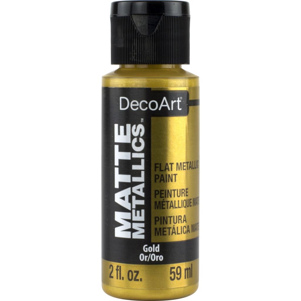 DecoArt Americana Décor - Matte Metallics Acrylic Paint - 59 ML (2 Oz) Bottle - Gold (02)