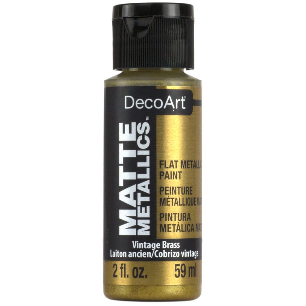 DecoArt Americana Décor - Matte Metallics Acrylic Paint - 59 ML (2 Oz) Bottle - Vintage Brass (03)